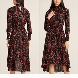 Nanette By Nanette Lepore Black Hi Low Floral Midi Dress Size 10